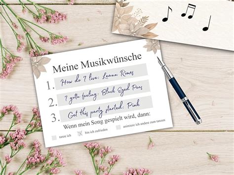 Eummel 25 Musikwunschkarten Hochzeit Musikwunsch Dj Karten