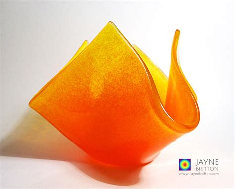 Fused Glass Candle Vase Orange And Yellow Blend Incense Etsy Uk