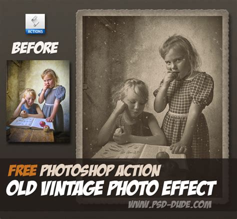 Old Vintage Photo Effect Photoshop Free Action PSDDude