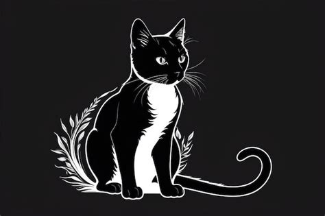 Premium Photo Vector Silhouette Sitting Cat On White Background