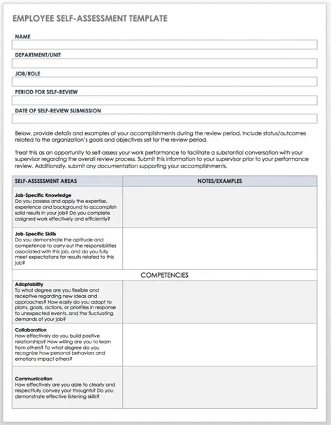 Self Evaluation Performance Review Examples To Use 56 Off