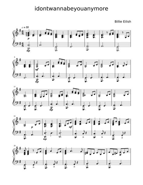 I Don T Wanna Be You Anymore Sheet Music For Piano Solo