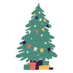 Christmas Tree And Gifts Illustration PNG & SVG Design For T-Shirts