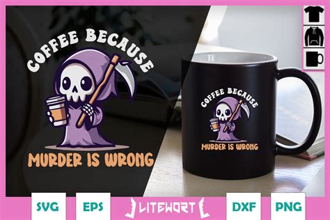 Coffee Lover Cute Kawaii Grim Reaper SVG Graphic By Litewort Creative