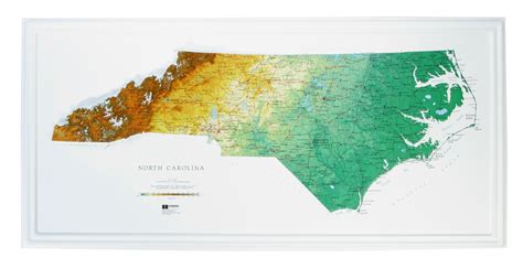 North Carolina Raised Relief 3d Map