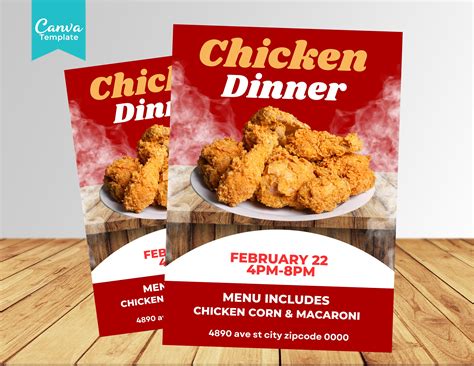 Chicken Dinner Flyer Template Etsy