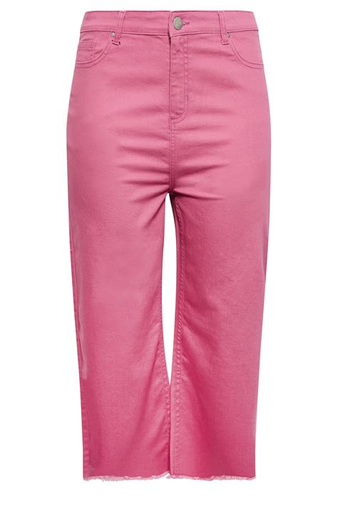 Yours Plus Size Curve Hot Pink Stretch Cropped Jeans Yours Clothing