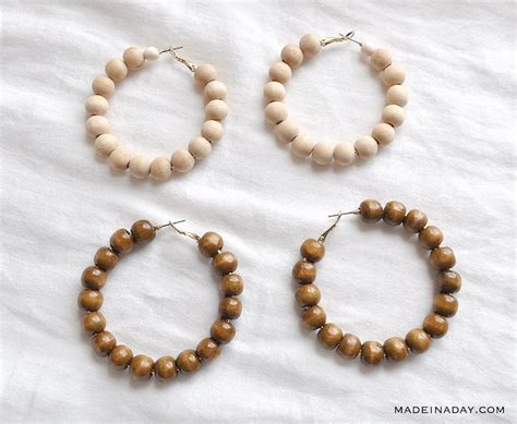 How To Make Your Own Wood Beaded Hoop Earrings