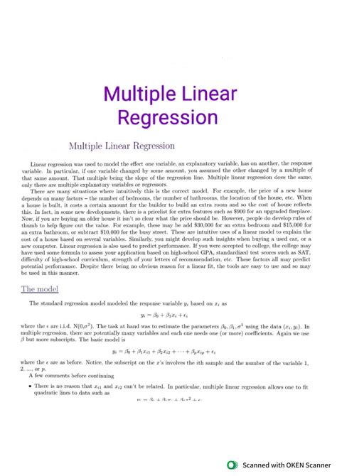 Multiple Linear Regression Using R Mathematics Studocu