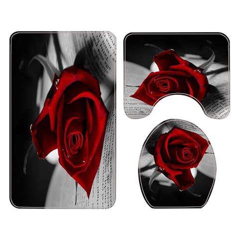 4pcs Valentines Day Bathroom Decoration Romantic Love Printing Shower