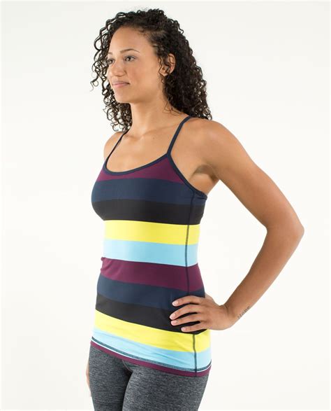 Lululemon Power Y Tank Luon Light Pow Stripe Split Pea Inkwell