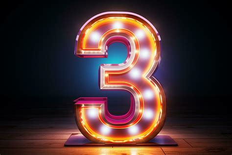 3d rendering of a neon number 3 on a dark background. Ai Generated ...