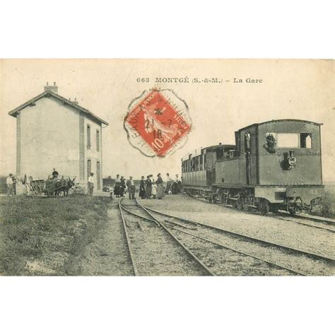 Montge La Gare Avec Train Locomotive Et Charrette