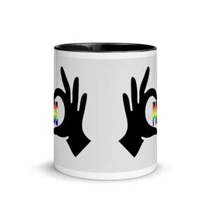 Pride Flag Hand Heart Mug LGBTQAI Gay Lesbian Bisexual Transgender Pansexual Poly Gender