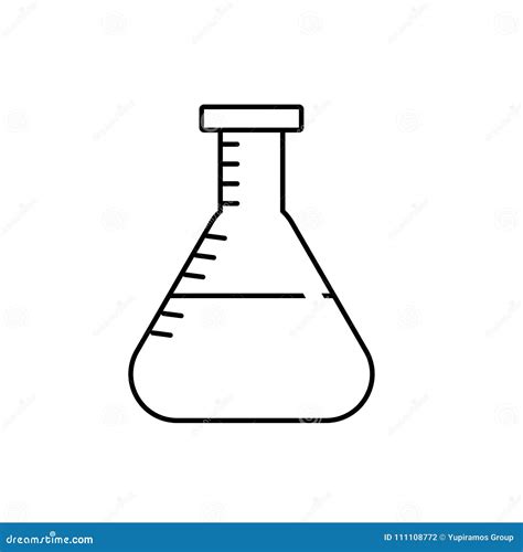 Line Erlenmeyer Flask To Lab Chemical Design Stock Vector