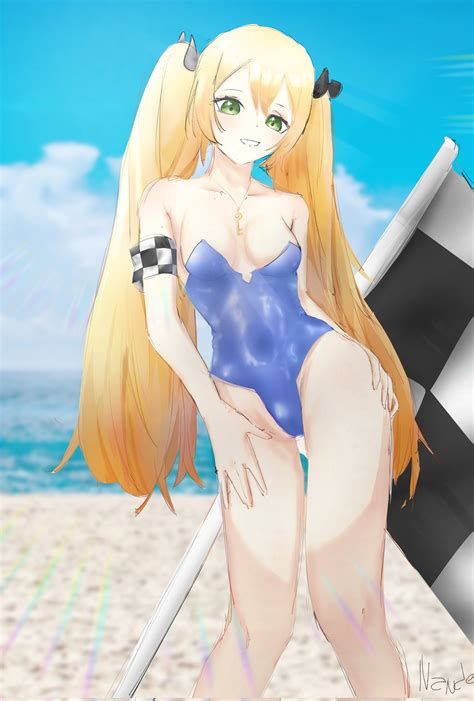 Rule 34 Beach Bunnysuit Checkered Flag Cleavage Dokibird Indie Virtual Youtuber Nandeded