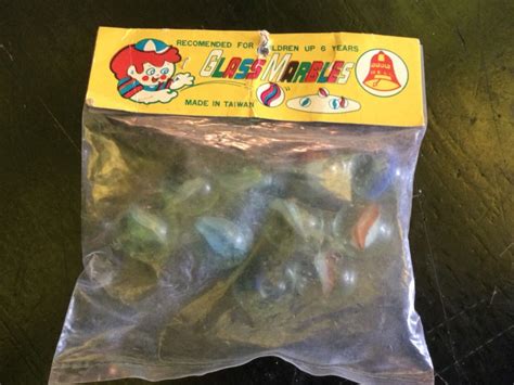 Vintage Old New Stock Sealed Glass Marbles Bag Of 10 From Taiwan Ebay