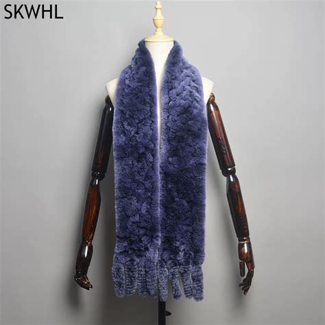 2024 Long Style Women Winter Real Rex Rabbit Fur Scarf Natural Rex