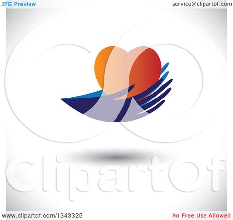 Clipart Of Blue Feminine Hands Holding A Gradient Red Heart Over