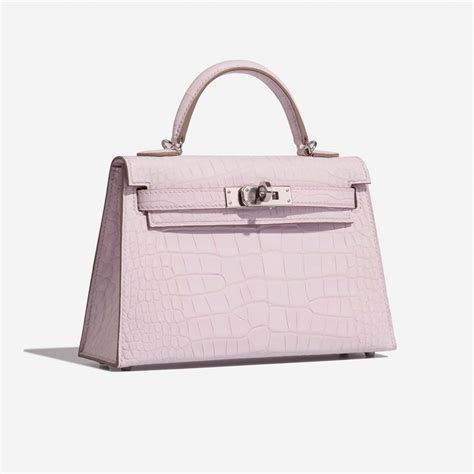 Herm S Kelly Mini Matte Alligator Borreal Satin Mauve Pale Sacl B