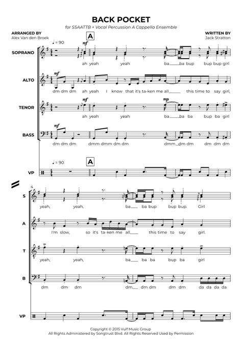 Back Pocket Arr Alex Van Den Broek By Vulfpeck Sheet Music For Satb Choir At Sheet Music Direct