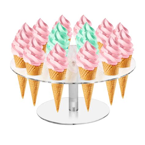 HIIMIEI Clear Acrylic Ice Cream Cone Holder Round Plastic Small Sushi