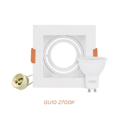 Spot Embutido LED Dicroica GU10 2700K Recuado Quadrado Direcionável Aaa