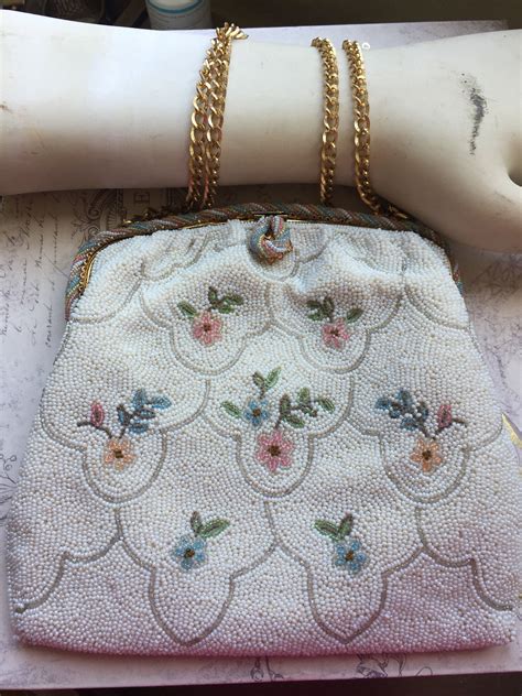 Vintage French White Seed Bead Evening Bag By Michel Swiss Etsy