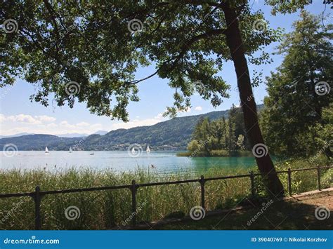 Lake Worth Worthersee Austria Stock Image Image Of Mountains