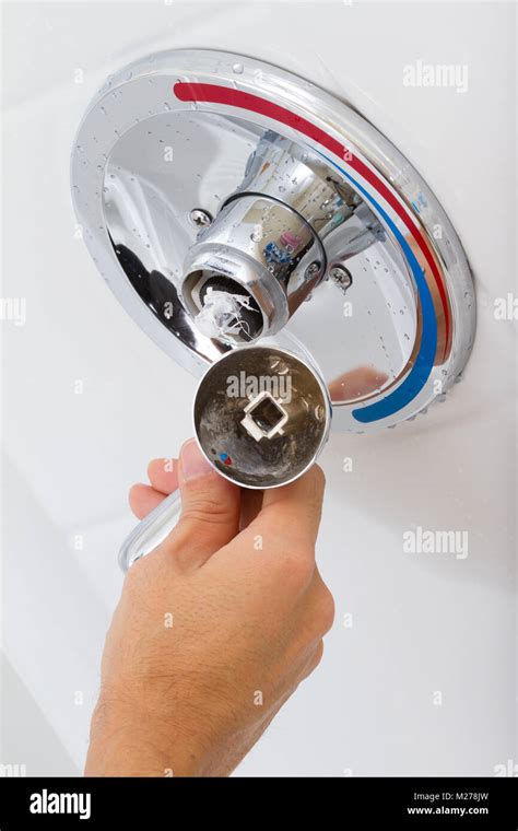 Broken Shower Faucet Cold And Hot Water In The Bathroom Stock Photo Alamy
