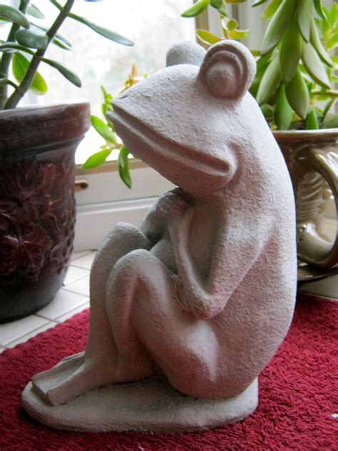 Frog Statue Concrete Frog Figure Cement Garden Decor Etsy