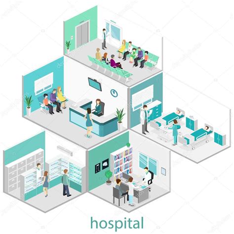 Isometric Flat Interior Of Hospital Rooms Stock Vector By ©reenya 125339502