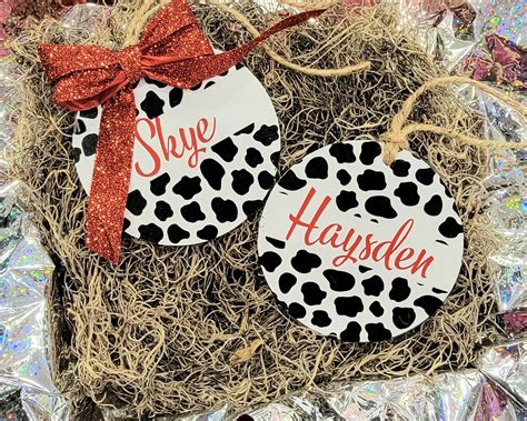 Personalized Cow Print Ornaments Etsy