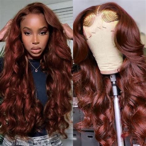 Beautyforever Dark Auburn Body Wave Human Hair Wigs 33B Color Wigs 13X4