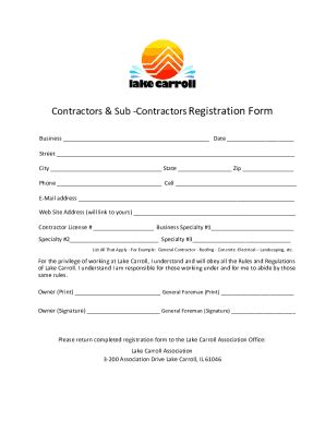 Fillable Online Contractors Registration Form Fillable Blank Pdf City