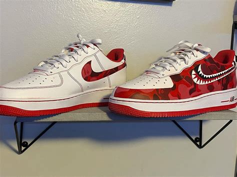 Red Bape Air Force 1 Custom Daniel Customs