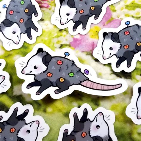 Opossum Blossom Sticker Cute Possum Stickers Cute Animal Sticker