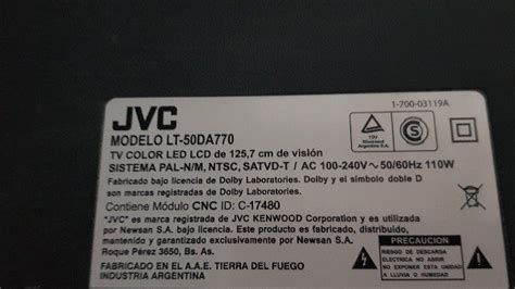 Monoplaca JVC Lt 50da770 RSAG7 820 6983 Garantia CipoMax La Casa Del TV