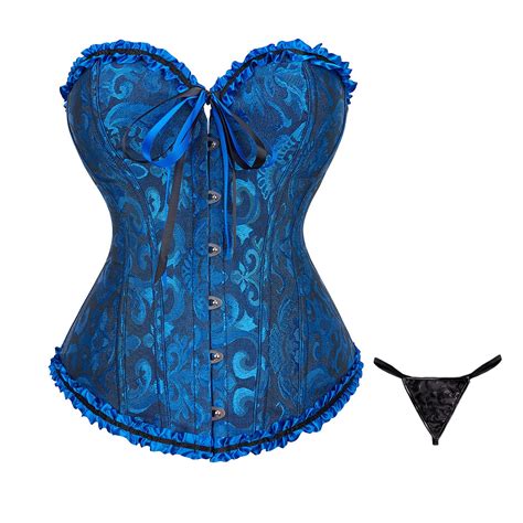 Trdsipl Corset Lingerie For Women Satin Boned Lace Up Corset Bodysuit Vintage Floral Trim Waist