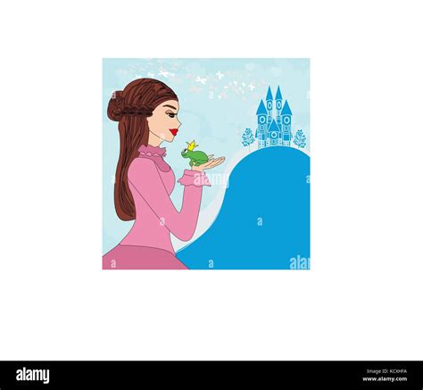 Beautiful Young Princess Kissing A Big Frog Stock Vector Image And Art