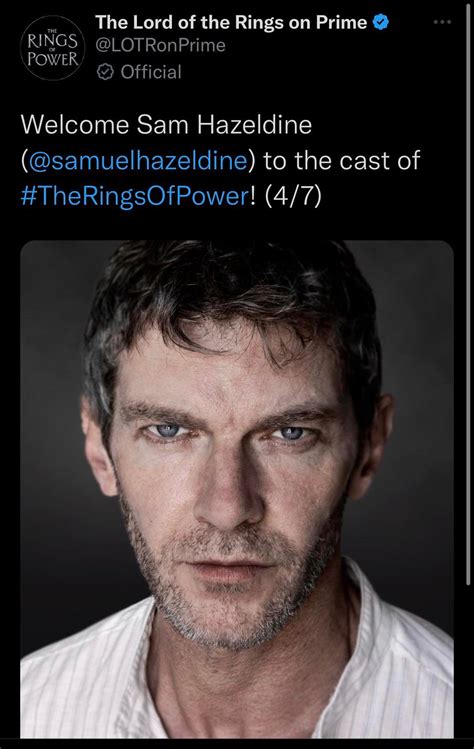 Welcome Sam Hazeldine Samuelhazeldine To The Cast Of Theringsofpower 4 7 R Lotr On Prime