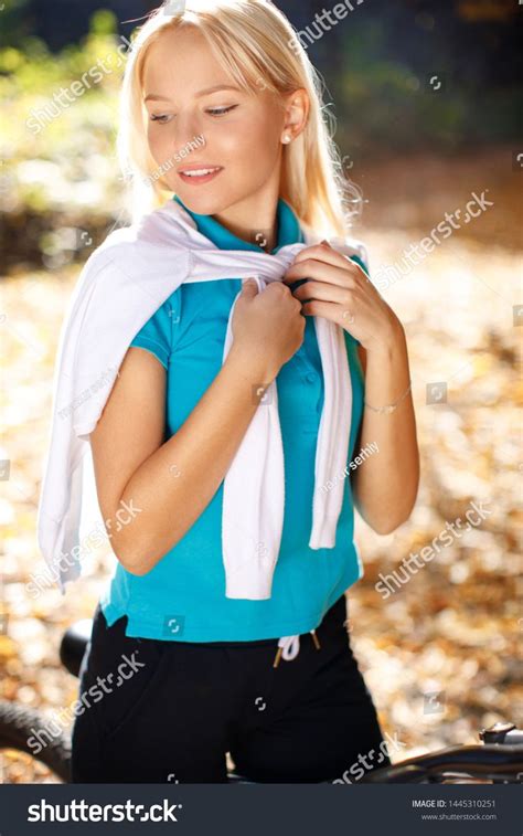 Beautiful Young Blond Sport Girl After Run In Park Beautiful Blonde