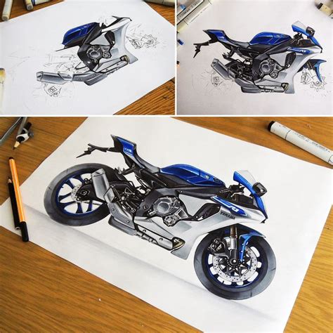 Yamaha R1 Marker Render By Sketchbuildride Bike Sketch Motorbike