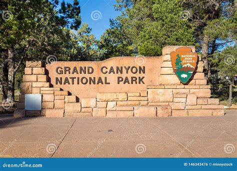 Grand Canyon National Park Entrance Sign, Arizona, USA Stock ...