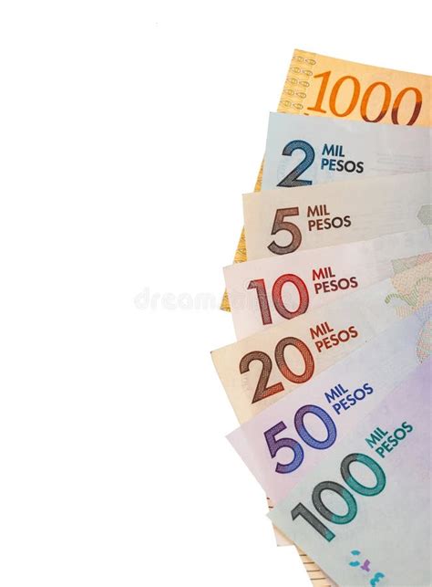 Colombian Paper Currency Bills on White Background - Inflation Concept ...