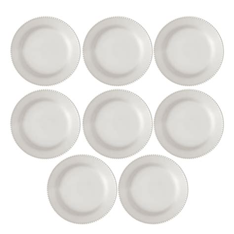 Conjunto 8 Pratos Raso Cerâmica 24 3cm Perla Branco Casamiga da