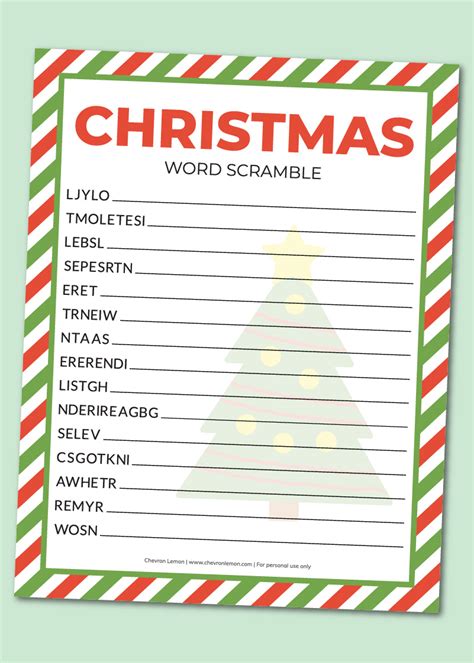 Christmas Word Scramble Printable