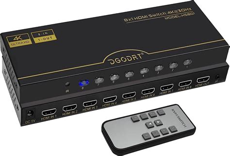 8 Port HDMI Switch, 8 in 1 out HDMI Switch Box with Remote - Supports ...