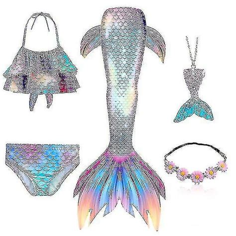 st set Flickor Mermaid Tail Baddräkt Barn Mermaid Ariel Cosplay Kostym Fantasy Beach Bikini