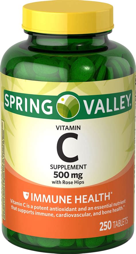 Spring Valley Vitamin C Supplement With Rose Hips 500 Mg 250 Count